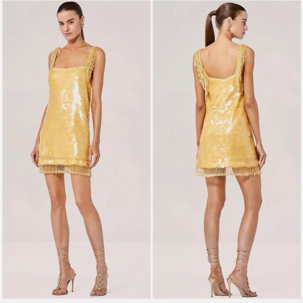 Alexis Zenovia Mini Dress - Yellow/Gold Sequin